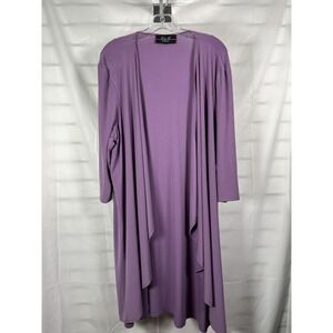 R&M Collection Womens Purple Open Front Long Sleeve Cardigan Sweater Duster